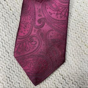 Murano 100% Silk Slim Neck Tie Red Paisley
